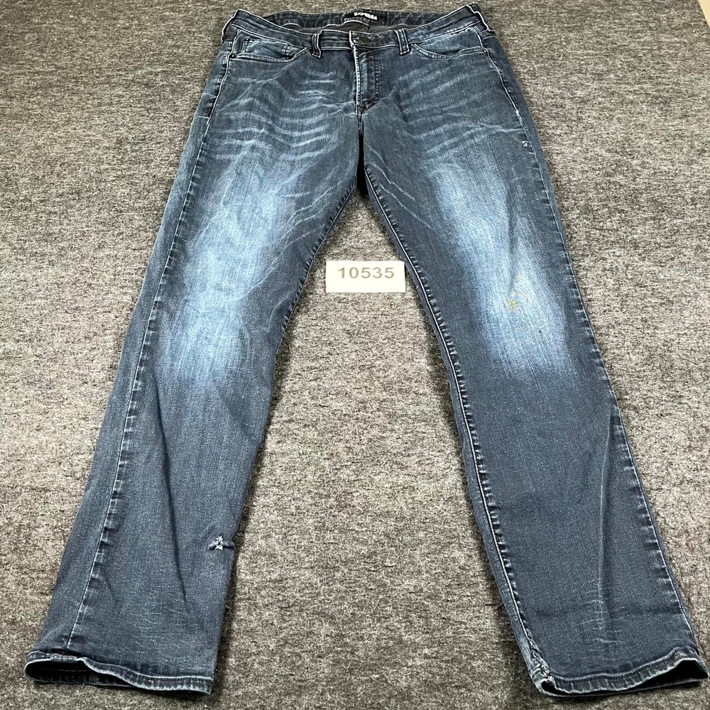 Express Hyper Stretch Classic Straight Jeans Mens 36x34 Blue Denim Dark Wash